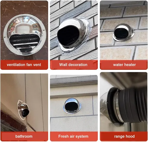 Miniatura 9 de Tapa de chimenea de acero inoxidable 304, rejillas de ventilación de escape con malla de pantalla, tapa de lluvia redonda de ventilación y protector