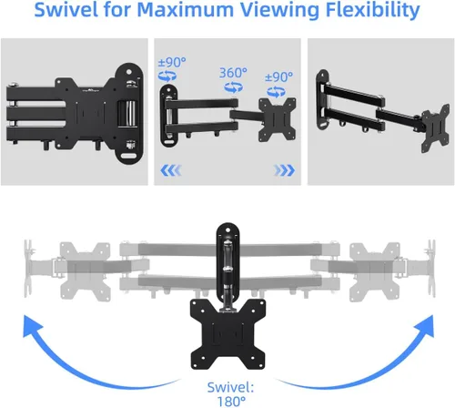 Miniatura 4 de suptek Soporte de Pared para TV con Brazo para Monitor Soporte de Pared para TV con Brazo para Pantalla Soporte para Monitor para 13-30" Ajustable