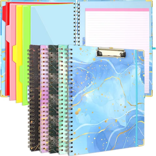 Miniatura 9 de Portapapeles Portafolio con Bloc de Notas Recargable, Carpeta de Portapapeles de Tapa Dura en Espiral, 5 Separadores, Portapapeles de Almacenamiento
