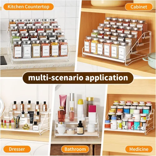 Miniatura 7 de BOIVSHI Estante de especias escalonado, organizador de estante de especias de 4 niveles para gabinete, organizador de estante de especias, Blanco