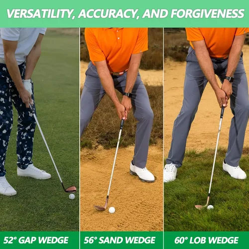 Miniatura 4 de Juego de cuña de 3 piezas o cuñas de golf individuales, disponibles en cuña de 52°, cuña de arena de 56° y cuña lob de 60° para mano derecha hombre