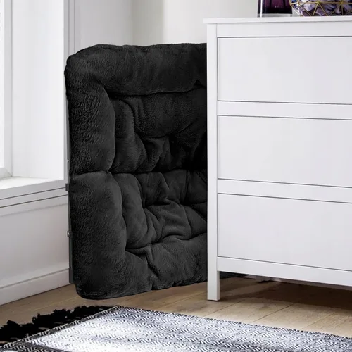 Miniatura 5 de Walsham Silla plegable cómoda, de piel sintética, suave, acogedora, silla Papasan de lectura para adultos, niños, dormitorio, sala de estar, Negro
