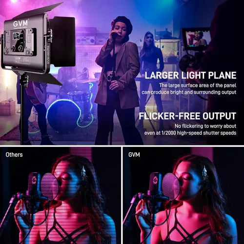 Miniatura 5 de GVM - Luz de video LED RGB con kits de iluminación, panel de luz LED 680RS 50W con control Bluetooth, 2 paquetes de iluminación de fotografía