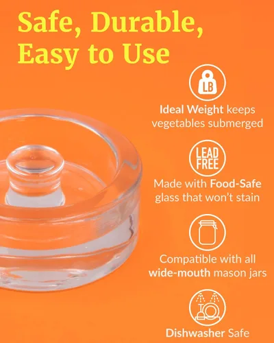 Miniatura 4 de Elementi Juego de 2 pesas de fermentación – Pesas de vidrio de fácil agarre para fermentación, peso perfecto para decapado y enlatado para frascos