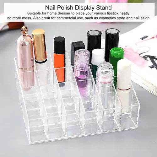 Miniatura 2 de Organizador de lápiz labial con 24 ranuras para cajón, organizador de brillo de labios acrílico transparente, estuche de exhibición de esmalte