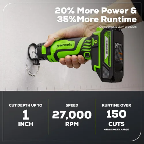 Miniatura 3 de Greenworks Herramienta de corte rotativo de sierra de velocidad de 24 V, batería de 2 Ah y cargador incluidos