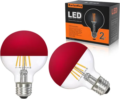 Miniatura 8 de Bombilla media cromada, regulable de 6 W (equivalente a 60 vatios), bombillas LED Edison G25/G80, mitad negra, forma de globo, 2700 K, blanco