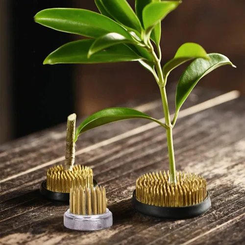 Miniatura 4 de Oumefar Arreglo floral Decoración Fijación Herramienta Set Flor Kenzan Hierro Alambre Tijera Ikebana Kenzan Japonés Flor Titular Cinta Kenzan