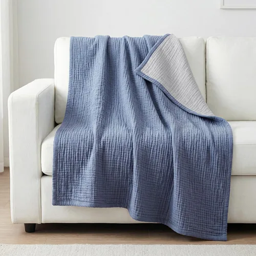 Manta de gasa de algodón puro suave de 4 capas de 50 x 60 pulgadas, prelavada, sin flecos, manta de muselina ligera para uso multiusos y regalo,