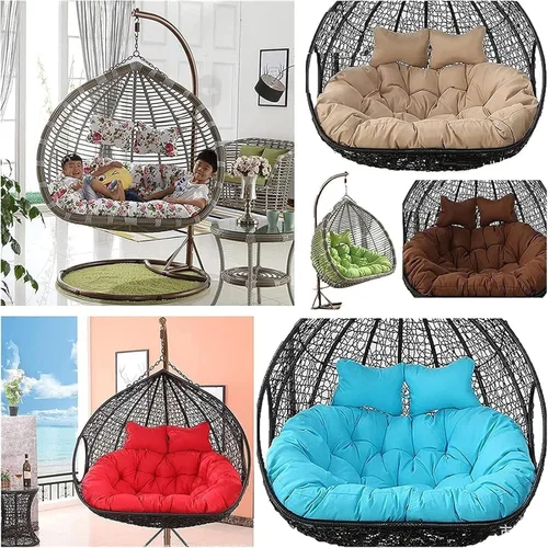 Miniatura 7 de Cojín de repuesto para silla Columpio de 2 plazas, Lavable, Grueso, Grande, de Mimbre, impermeable y resistente al sol, para balcón y patio