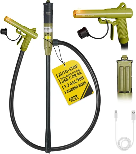 Miniatura 16 de Bomba portátil de transferencia de combustible con manguera de goma KTEP01MRUSB – Alimentada por batería y USB-C Boquilla de seguridad, manguera