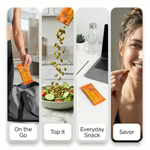 Miniatura 7 de Rēl Snacks - Edamame tostado al estilo Buffalo – Snack alto en proteínas y bajo en carbohidratos (11g de proteína por porción) – Apto para dieta