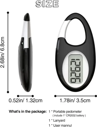 Miniatura 7 de Contador de pasos 3D simple, podómetro para caminar, rastreador de pasos con cordón para el cuello/mosquetón para hombres, mujeres, adolescentes