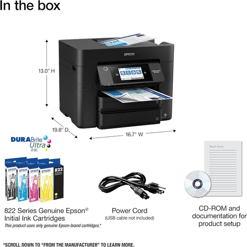 Miniatura 5 de Epson Workforce Pro WF-4830 - Impresora inalámbrica todo en uno con impresión automática de 2 caras, copia, escaneado y fax, ADF de 50 páginas
