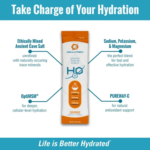 Miniatura 4 de Cellutrex® H2O Electrolytes - Mezcla de bebida en polvo de electrolitos, cero azúcar, paquetes de hidratación de sal natural del Himalaya