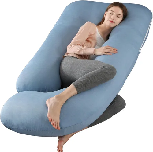Miniatura 12 de BATTOP Almohada de embarazo para dormir, almohada de maternidad de cuerpo completo con funda extraíble lavable, soporte para espalda, caderas