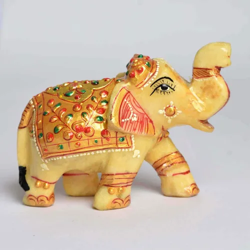 Miniatura 4 de GEMHUB Estatua de elefante de jade amarillo tallada de aproximadamente 1862.50 quilates para decoración del hogar y propósito de regalo