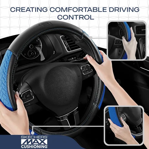 Miniatura 5 de Skechers - Funda para volante de cuero con amortiguación máxima, funda universal de 14" 1/2-15" para proteger el volante del automóvil para hombres