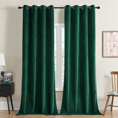 Miniatura 10 de Joydeco Cortinas de terciopelo negro de 63 pulgadas de largo, 2 paneles, cortinas opacas de lujo con bolsillo para barra, cortinas de ventana