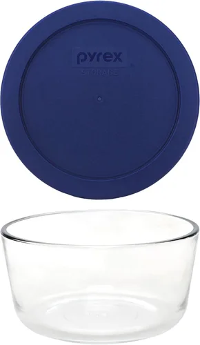 Miniatura 2 de Pyrex 7201 - Cuenco de vidrio de 4 tazas y tapa azul oscuro 7201-PC (paquete de 2) - Fabricado en Estados Unidos