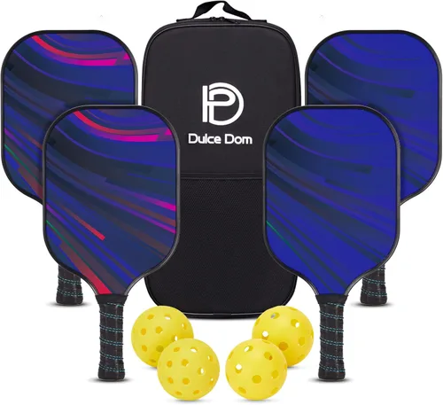 Miniatura 24 de Dulce DOM Juego de 2/4 palas de pickleball aprobadas por USAPA, 4 bolas de pickleball para interiores y exteriores, raqueta de superficie de fibra