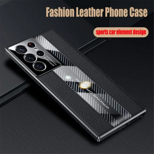 Miniatura 5 de Lunivop Funda para Samsung Galaxy S22 Ultra 5G de 6.8 pulgadas, TPU de lujo de fibra de carbono y cubierta trasera de cuero, compatible con S Rojo