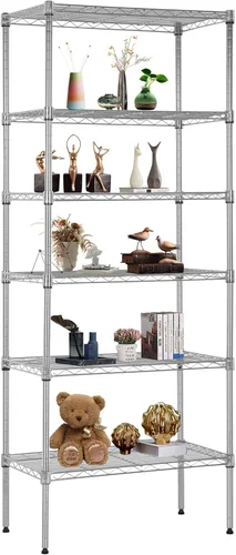 Miniatura 16 de FDW - Estantería metálica : 6 estantes de alambre de acero resistente ajustables, con ruedas, 48 pulgadas (L) x 18 pulgadas (An) x 76 pulgadas (A)