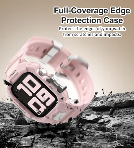Miniatura 30 de ULTIMAL - Correa resistente con estuche para Apple Watch de 44 mm, correa protectora a prueba de golpes de grado militar para hombres, correa