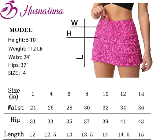 Miniatura 5 de Husnainna Falda pantalón plisada de cintura alta con bolsillos para tenis y golf para mujer, pantalones cortos incorporados para el entrenamiento