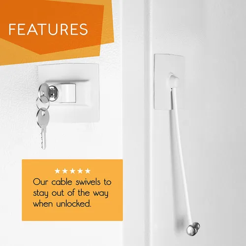 Miniatura 2 de Paquete de 2 cerraduras para refrigerador Guardianite Premium con cerradura con llave incorporada (paquete de 2, blanco)