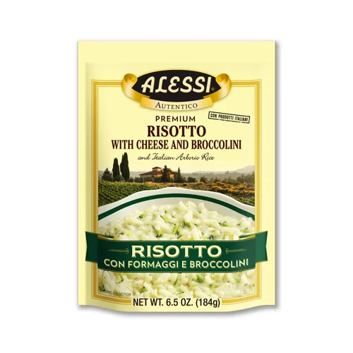 Alessi Autentico, Risotto sazonado premium, arroz arborio italiano, fácil de preparar, 6.5 onzas (queso y brócolini, paquete de 6)
