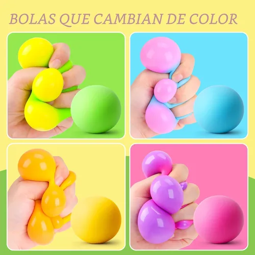Miniatura 4 de Paquete de 4 pelotas antiestrés para adultos y niños, juguetes para apretar que cambian de color, juguetes sensoriales para niños con autismo