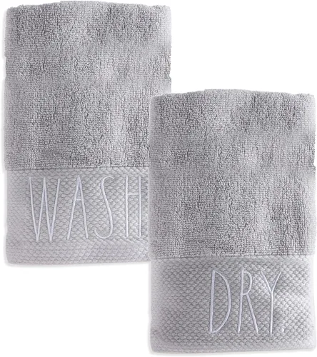 Rae Dunn Toallas de mano, toalla de mano decorativa bordada para cocina y baño, 100% algodón, lavar/secar, 16 x 28 pulgadas
