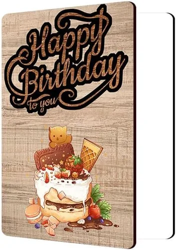 Tarjeta de felicitación de madera de feliz cumpleaños, tarjetas de felicitación de madera, regalos para mujeres, hombres, niñas, niños, esposa,