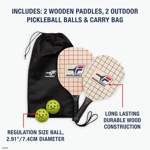 Miniatura 2 de FILA Accessories Juego de 2 palas de pickleball - Incluye 2 raquetas de pickleball, 2 pelotas de pickleball para exteriores, raqueta de pickleball