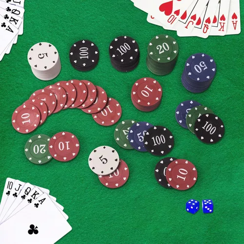 Miniatura 4 de Professional Poker Chips Set, Denomination Poker Chips with Dice Striped Pattern for Card Blackjack Games & Parties - 100 Pieces