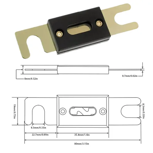 Miniatura 2 de Fusible de lámina ANL de 300 amperios 4 piezas para sistema de audio y video de coche (fusible ANL de 300A)