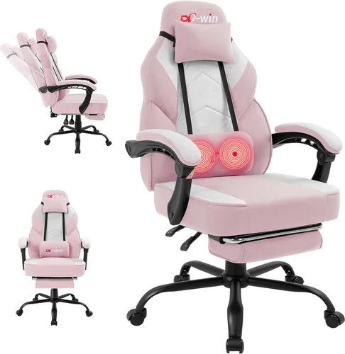 Miniatura 13 de Gaming Chair for Adults with Footrest & Massage Lumbar Support, Ergonomic High Back Gamer Chair, Adjustable Swivel Computer Gaming Chairs with