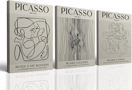 Miniatura 9 de Picasso - Póster de pared abstracto de líneas femeninas para dormitorio, Picasso The Kiss, The Love, The Hug, juego de decoración de pared, pintura
