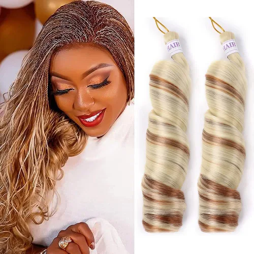 Miniatura 8 de Cabello rizado francés trenzado para trenzas de caja, 8 paquetes de 12 pulgadas, 3.00 oz/paquete, cabello trenzado de onda suelta, extensiones