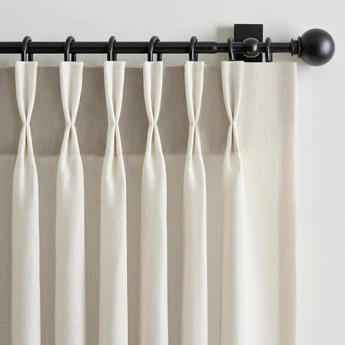 Miniatura 10 de 2 paneles de cortinas plisadas de lino beige de 84 pulgadas de largo, para dormitorio y sala de estar, cortina plisada con ganchos y pestaña trasera