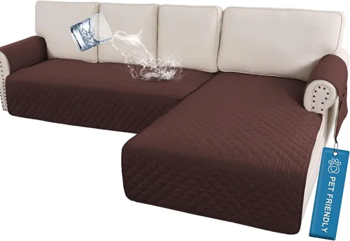 Miniatura 12 de H.VERSAILTEX Fundas de sofá para sofá seccional, 2 piezas, funda de sofá en forma de L, 100% impermeable y lavable, protector de sofá para perros