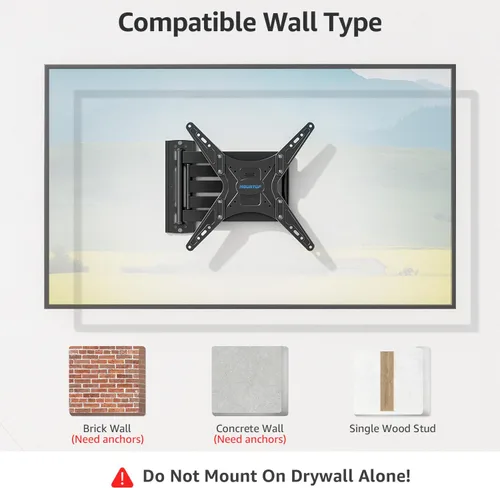 Miniatura 8 de MOUNTUP Soporte de pared para TV de brazo largo al aire libre para televisores de 26-65", soporte de movimiento completo resistente al agua y a