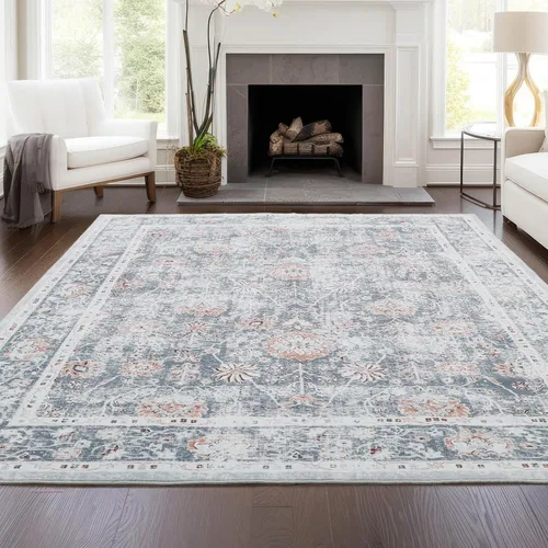 Miniatura 11 de LIMON HOME Alfombra de Área Lavable 6x9, Alfombras Grandes y Suaves para Sala de Estar Alfombra Floral Vintage Beige de 6 por 9 Alfombras de Área