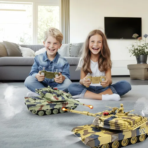 Miniatura 2 de KAIM Tanque RC 1/24, tanque de control remoto para niños con humo, luces y sonidos, modelo de ejército Ger Leopard II de 2.4 GHz, juguetes militares