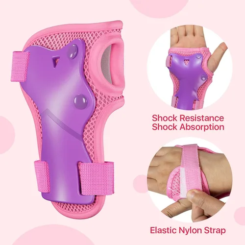 Miniatura 3 de Rodilleras para niños, rodilleras y coderas, conjunto de equipo de protección para niños y niñas con protectores de muñeca 3 en 1 para patinaje