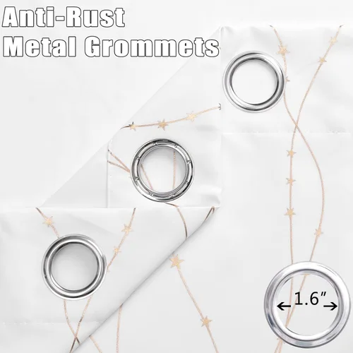 Miniatura 6 de SMILE WEAVER Cortinas blancas de Navidad de 54 pulgadas de largo para dormitorio, cortinas de oscurecimiento de habitación con estampado de Oro