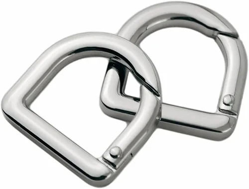 Miniatura 5 de 2 llaveros de resorte de metal semicírculo, clip de ganchos de resorte, hebilla de llavero de resorte, anillo plano en D para monederos (negro)