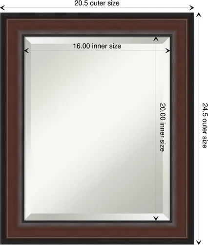 Miniatura 4 de Amanti Art Espejo de baño marrón para sobre el fregadero, espejo rectangular de tocador rectangular de nogal Harvard de 25 x 21 pulgadas, marco