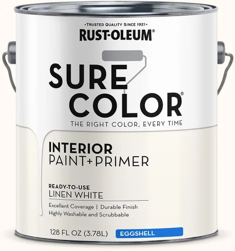 Miniatura 2 de Rust-Oleum 380220 Linen White Sure Color - Pintura interior + imprimación, cáscara de huevo, 1 galón